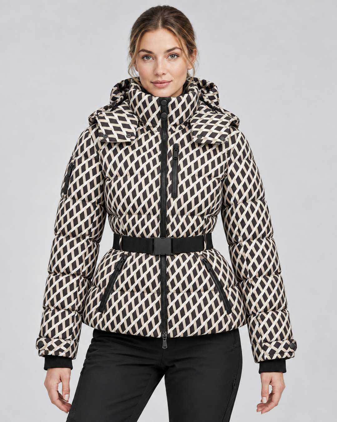 Kacob | Women's Hooded Belted Puffer Jacket
