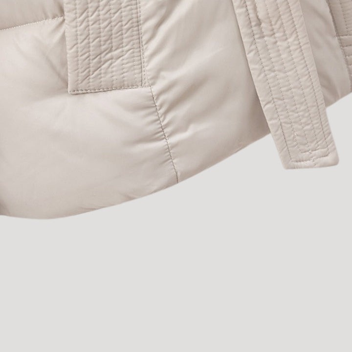 Kacob | Women's Belted Hooded Puffer Jacket with Layered Collar