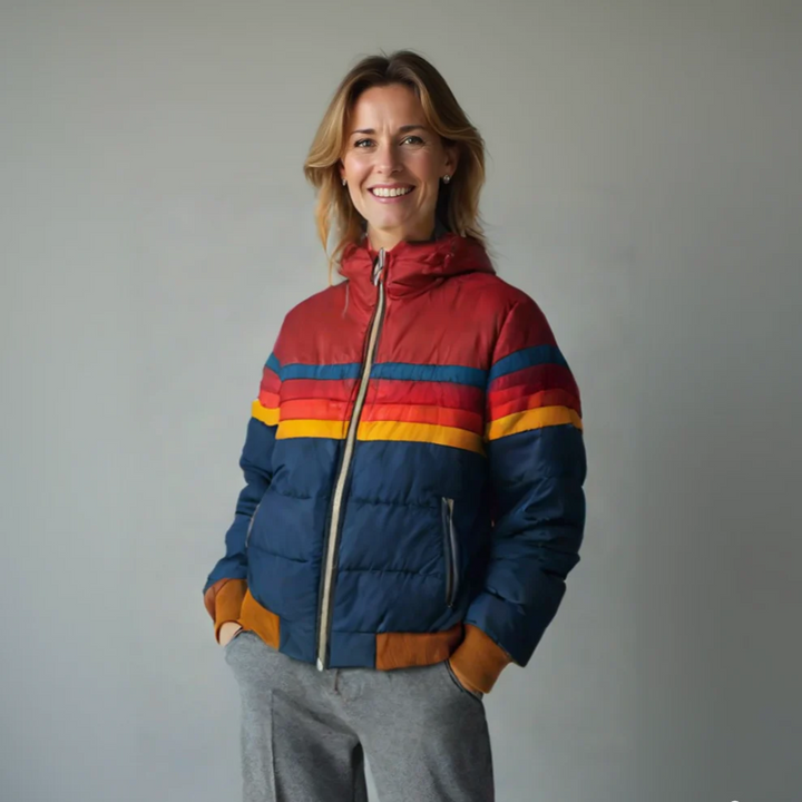 Kacob | Women's Chest Stripe Hooded Quilted Puffer Jacket