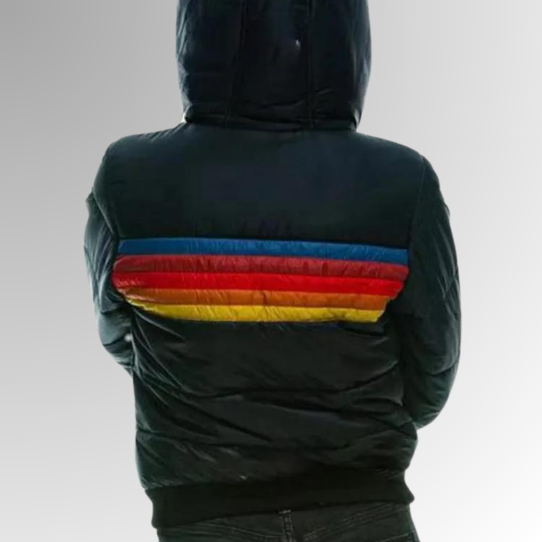 Kacob | Women's Chest Stripe Hooded Quilted Puffer Jacket