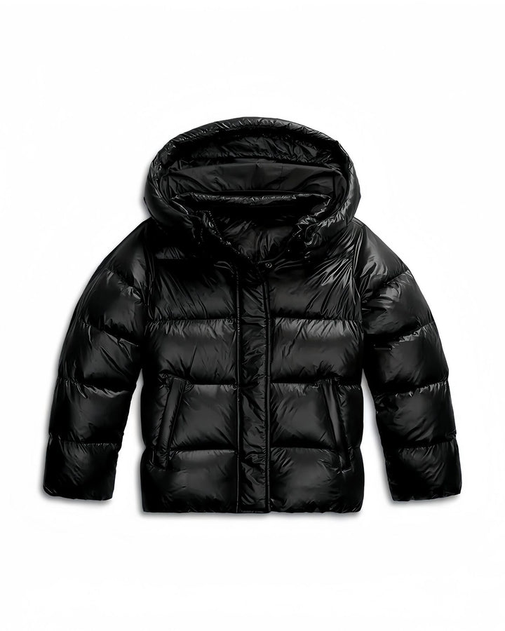 Kacob | Women's Glossy Hooded Boxy Puffer Jacket
