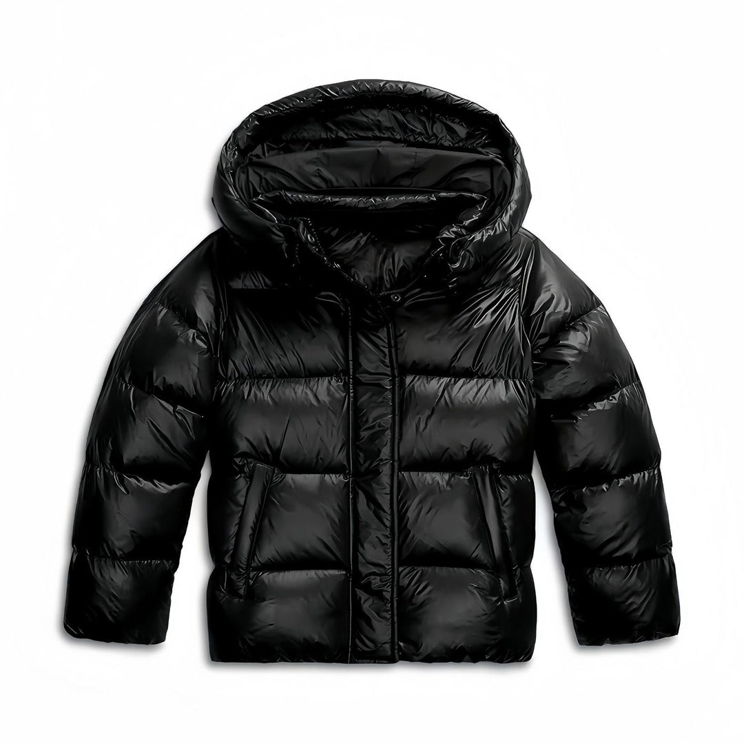 Kacob | Women's Glossy Hooded Boxy Puffer Jacket