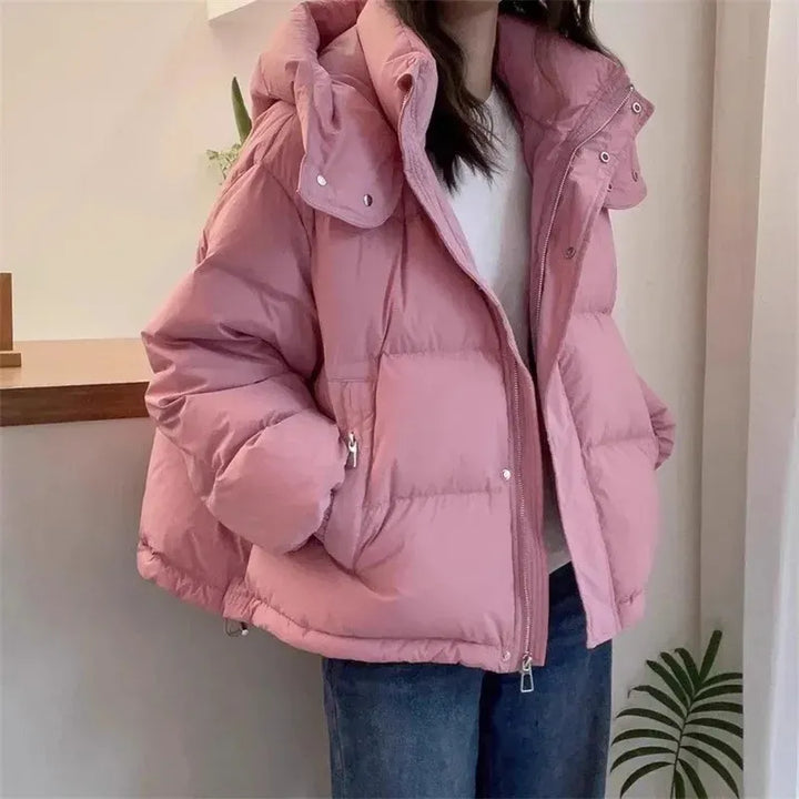 Kacob | Women's High Neck Hooded Boxy Puffer Jacket