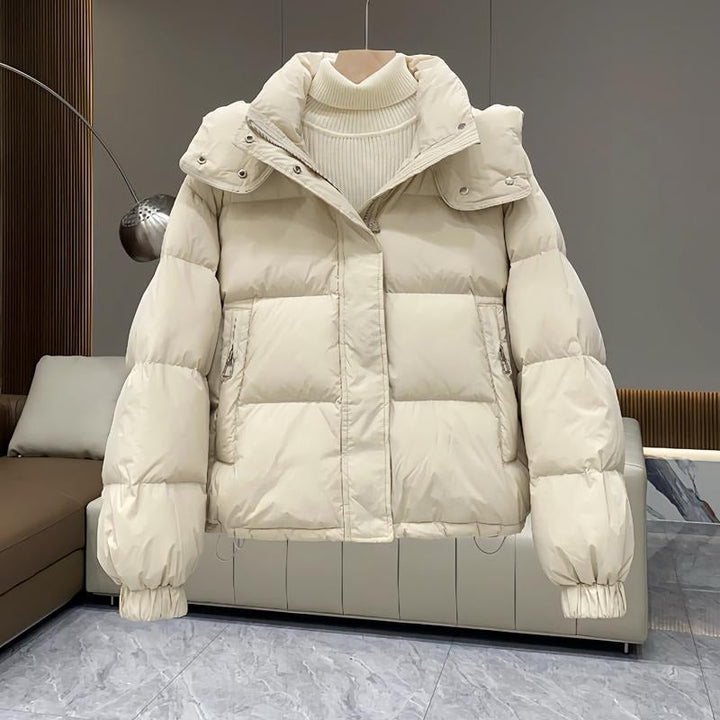 Kacob | Women's High Neck Hooded Boxy Puffer Jacket