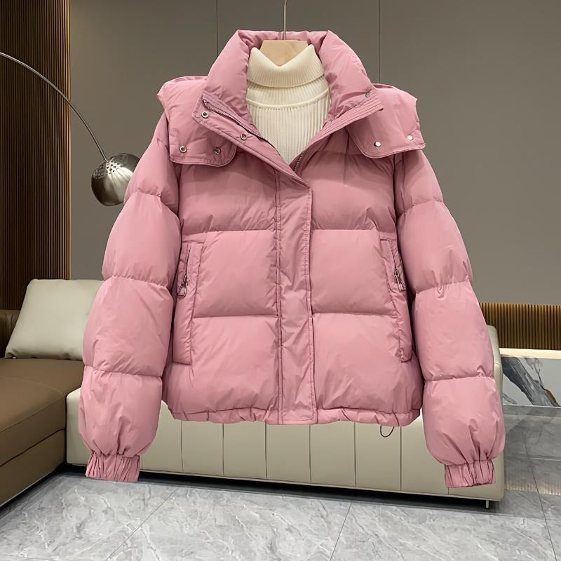 Kacob | Women's High Neck Hooded Boxy Puffer Jacket