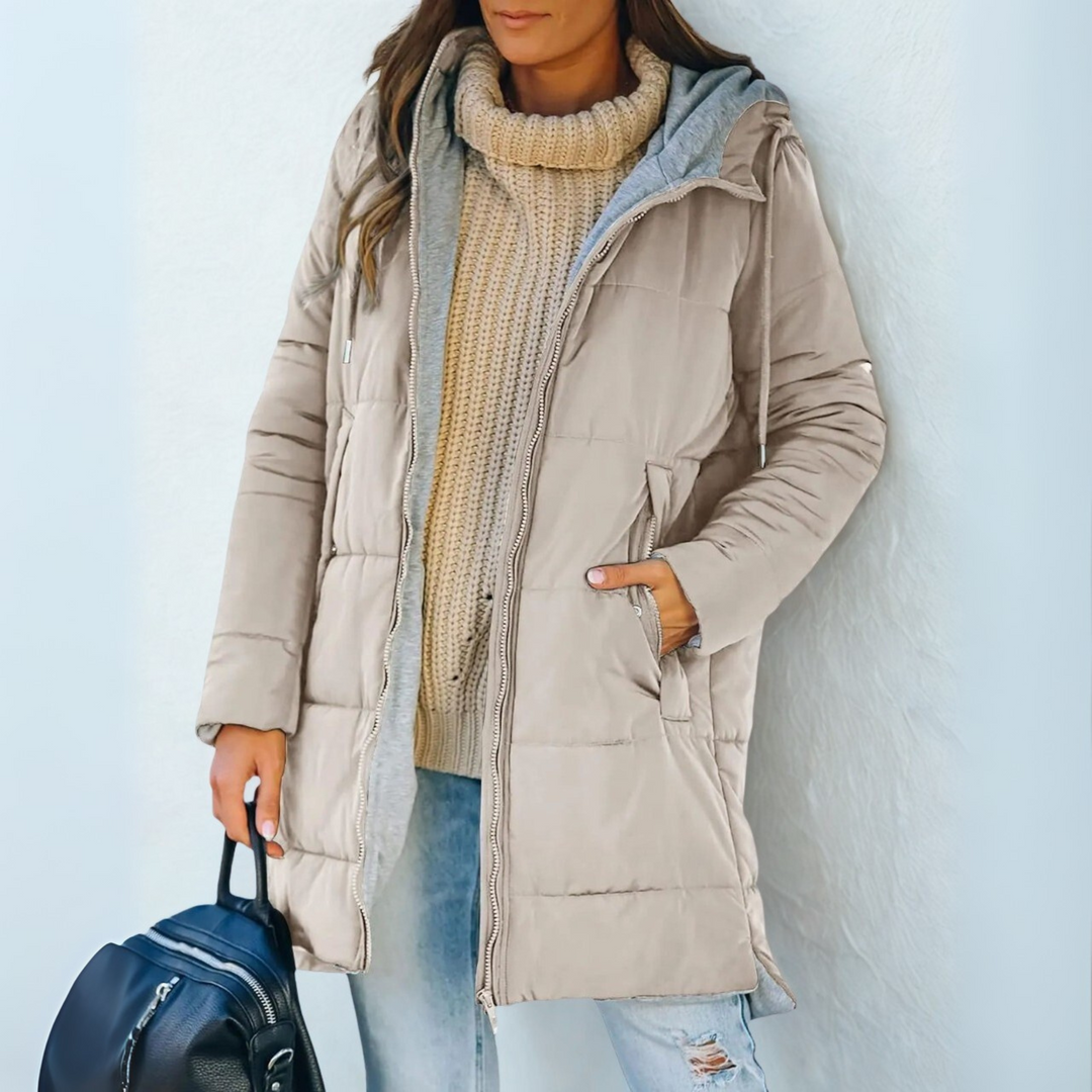 Kacob | Women's Jersey Lined Hooded Drawstring Puffer Jacket