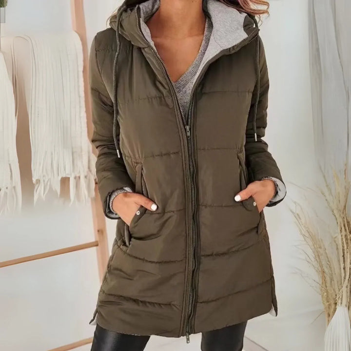 Kacob | Women's Jersey Lined Hooded Drawstring Puffer Jacket