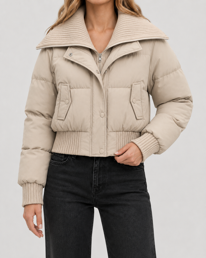 Kacob | Women's Knit Collar Cropped Puffer Jacket