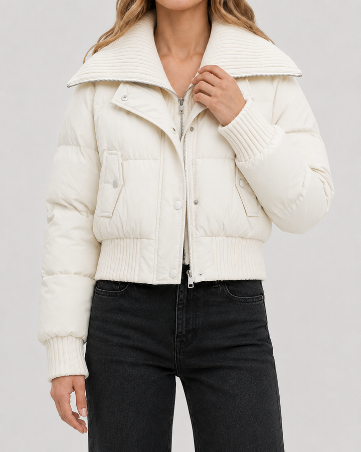 Kacob | Women's Knit Collar Cropped Puffer Jacket