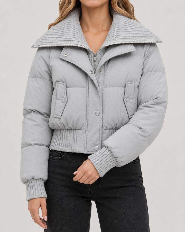 Kacob | Women's Knit Collar Cropped Puffer Jacket