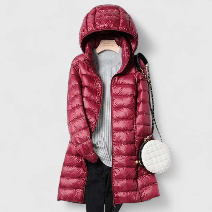 Kacob | Women's Lightly Padded Hooded Longline Puffer Jacket