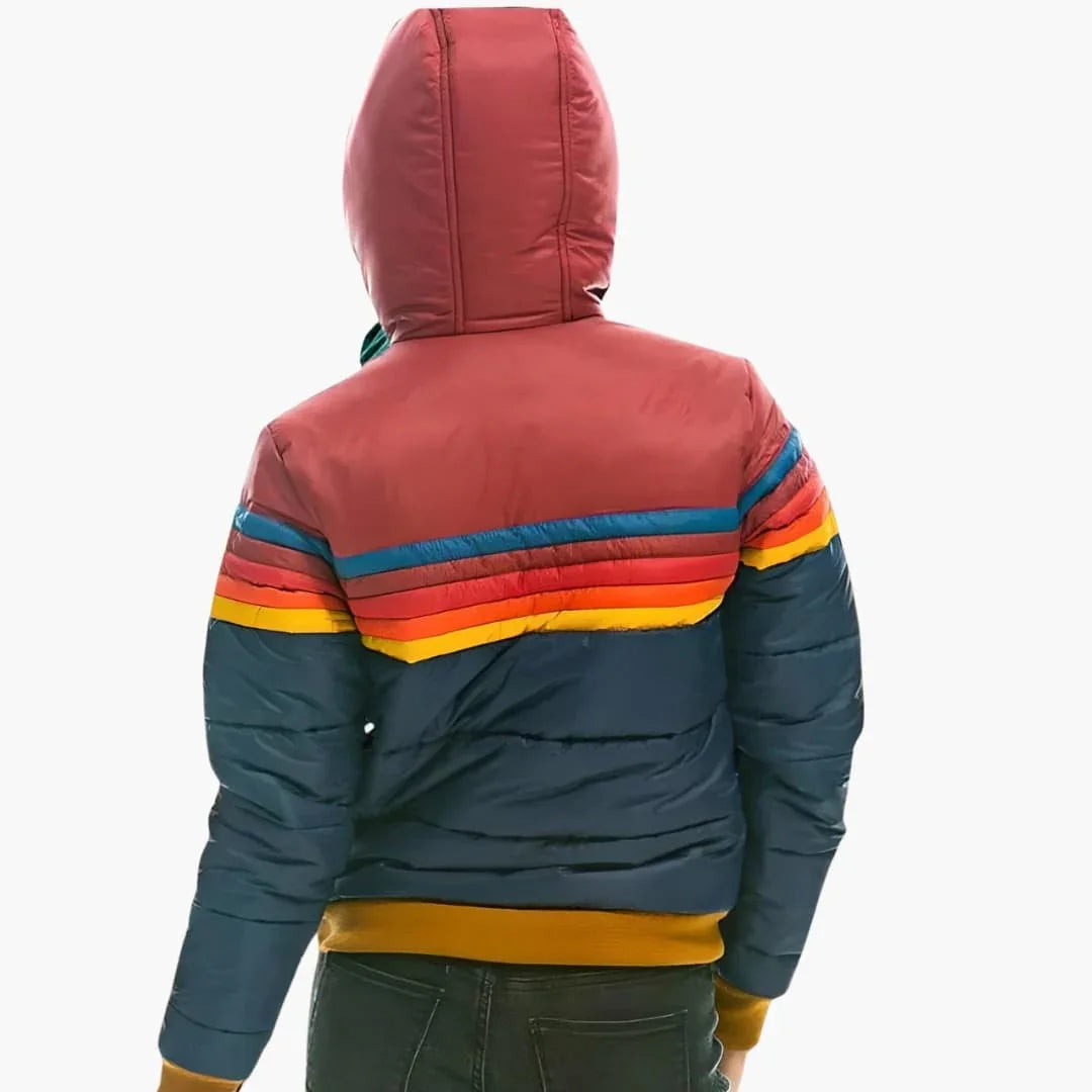 Kacob | Women's Rainbow Stripe Hooded Puffer Jacket