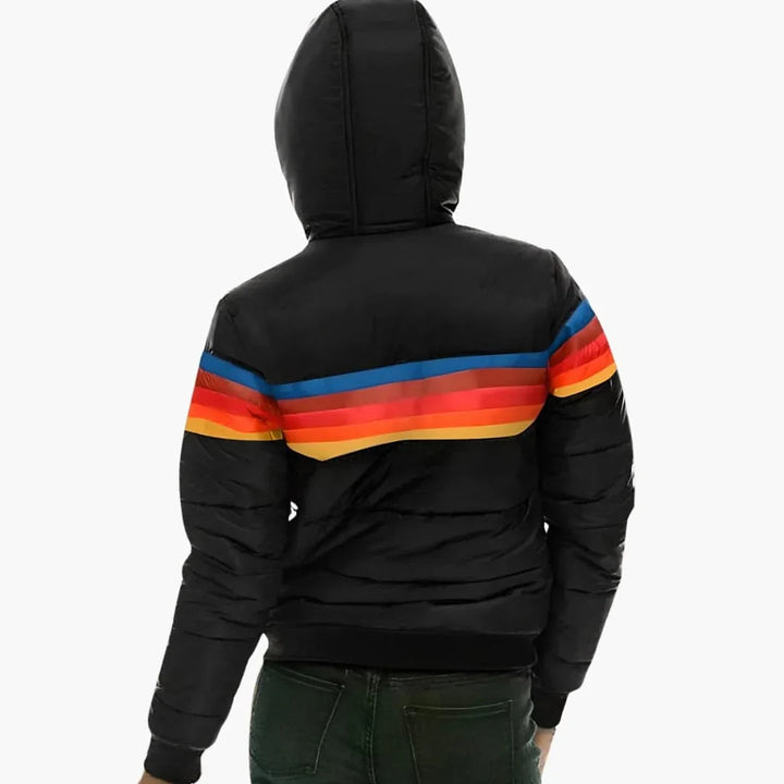 Kacob | Women's Rainbow Stripe Hooded Puffer Jacket
