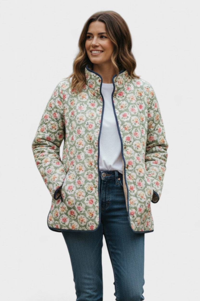 Giacca Trapuntata Rose su Salvia Trudy – Bottega Moretti