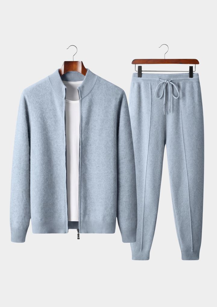 Set Luzzo in Pura Lana Merino Extra Fine Azzurro Chiaro