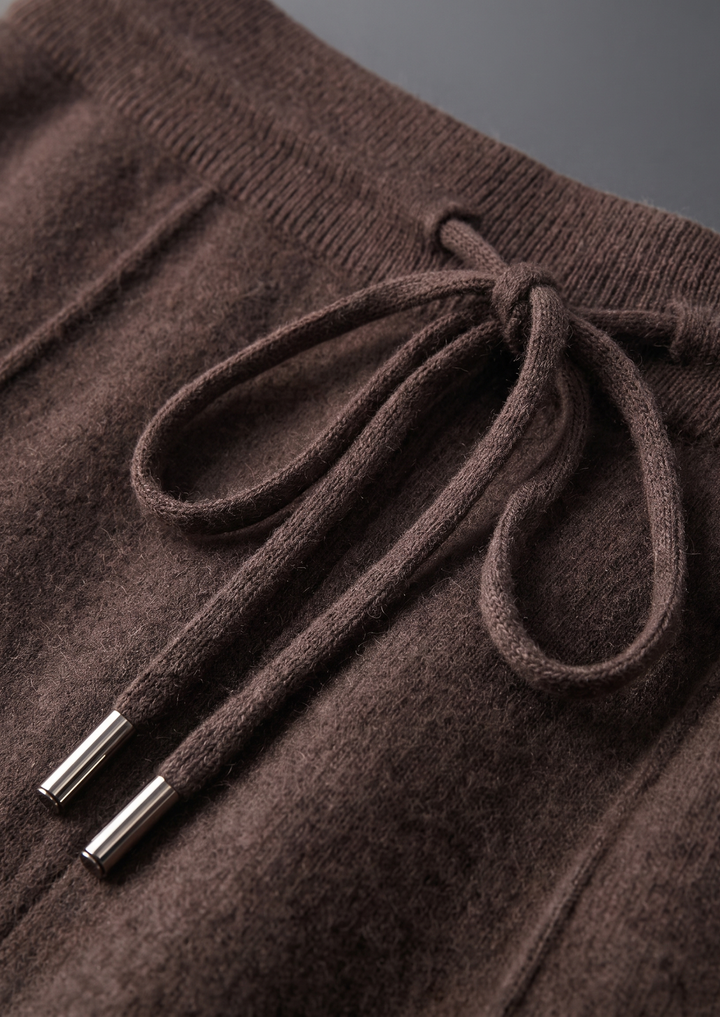 Set Luzzo in pura lana merino extra-fine marrone scuro