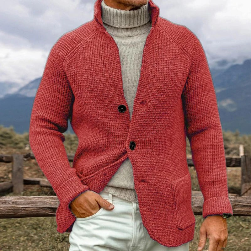 Cardigan Autunnale a Maniche Lunghe in Maglia con Tasche e Materiali Termici