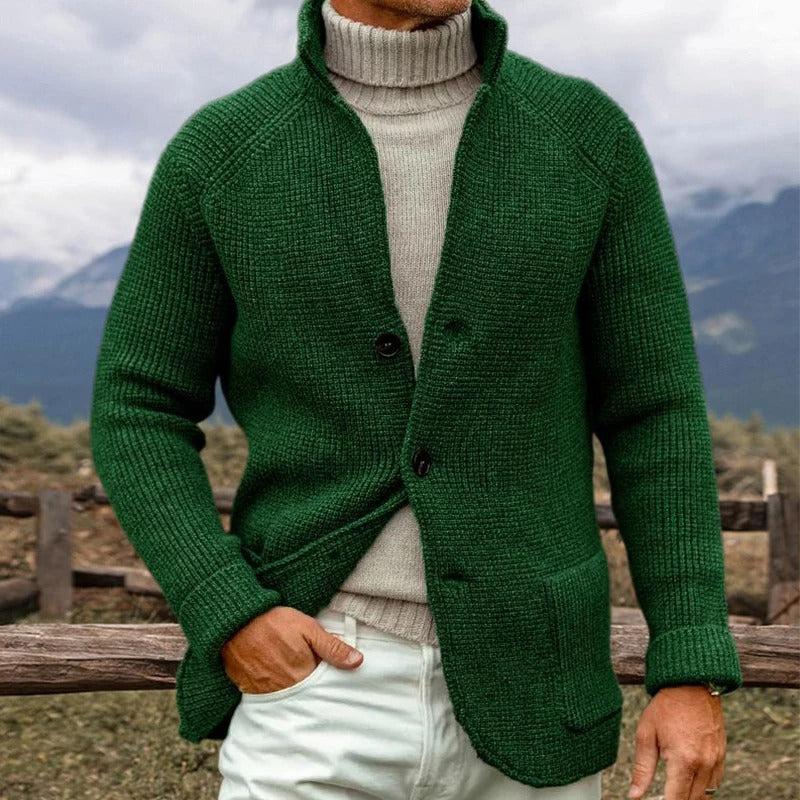 Cardigan Autunnale a Maniche Lunghe in Maglia con Tasche e Materiali Termici