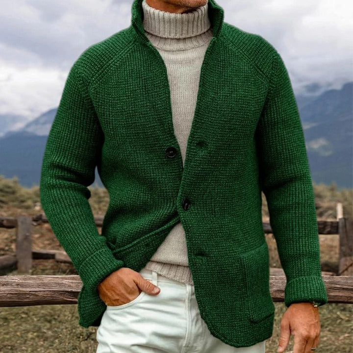 Cardigan Autunnale a Maniche Lunghe in Maglia con Tasche e Materiali Termici