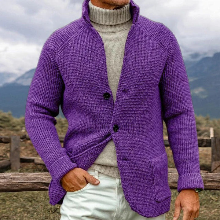Cardigan Autunnale a Maniche Lunghe in Maglia con Tasche e Materiali Termici