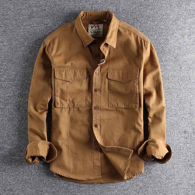 Herre Afslappet Workwear-Overshirt – Utility-Lag med Knaplukning til Rejser og Afslappet Brug