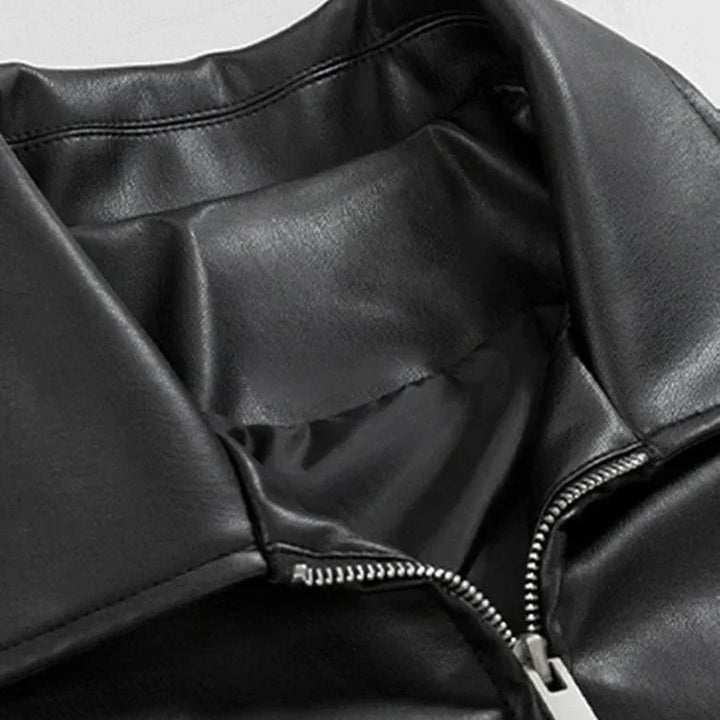 Kacob | Men's Oversized Faux Leather Bomber Jacket – Streetwear Zip Jacket