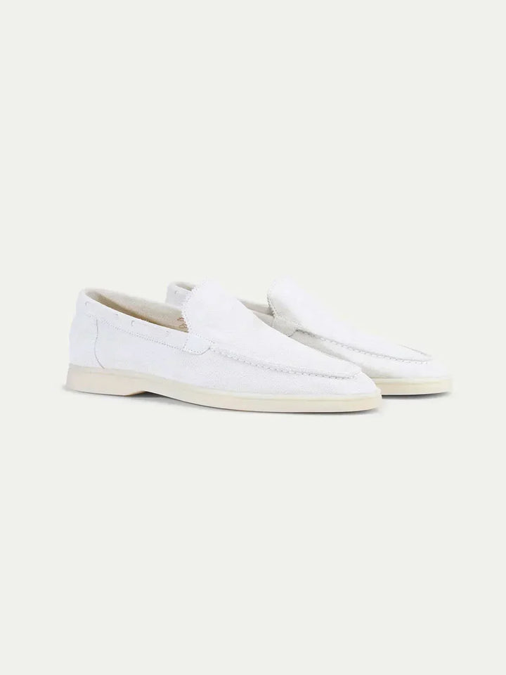 Mocassino Classico in Suede Bianco Perla
