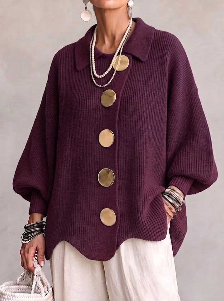 Cardigan Oversize con Bottoni Dorati Ortensia – foto 7