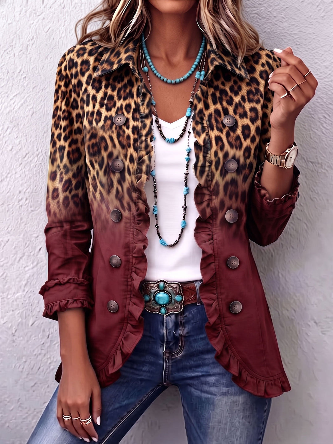 Tomasa | Blazer Leopardo Bordeaux