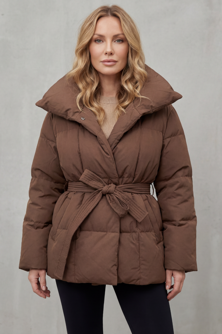 Kacob | Oversized Collar Belted Puffer Coat