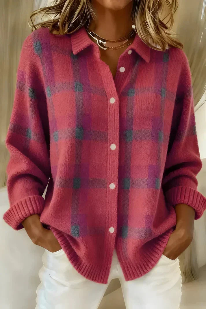 Cardigan Morbido a Quadri Denise Rosa – Bottega Moretti