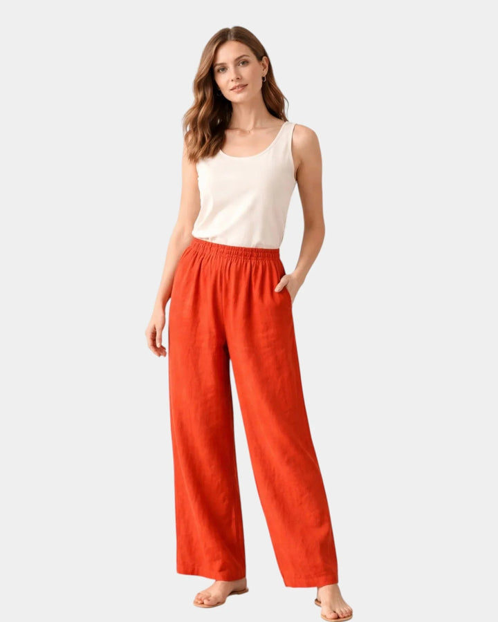 Pantaloni in Cotone e Lino Alix Arancione – Bottega Moretti