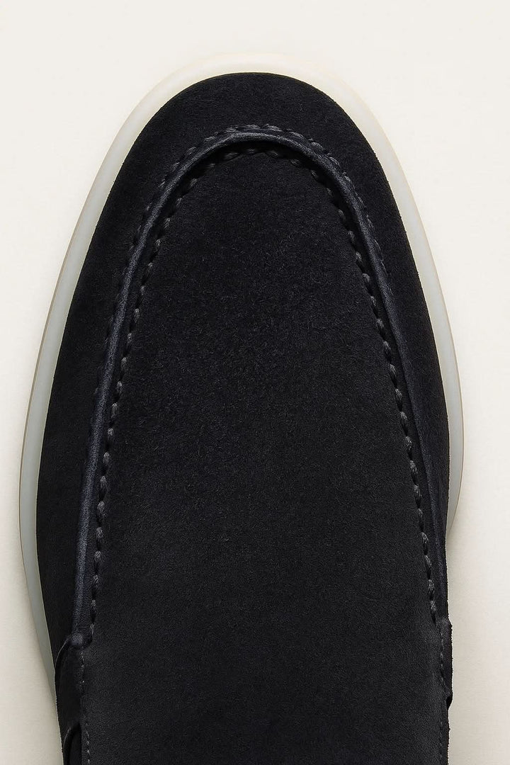 Mocassino Classico in Pelle Scamosciata Blu Navy