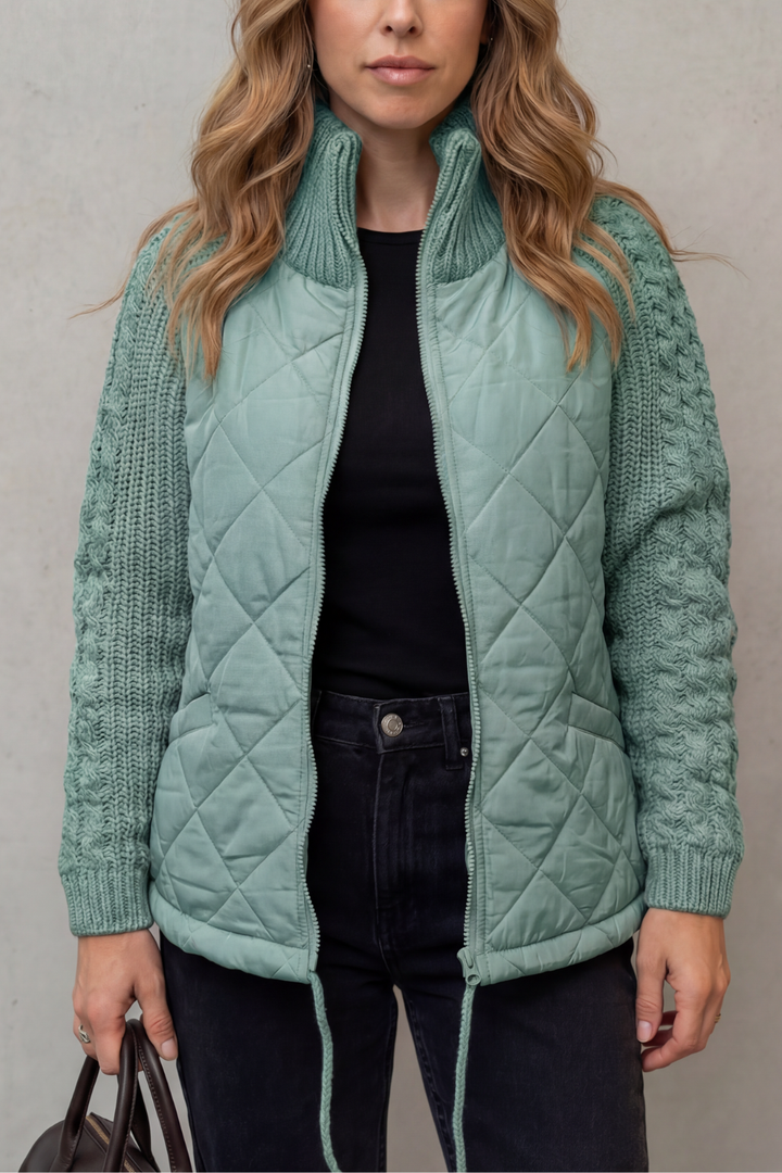 Kacob | Textured Knit Trim Quilted Puffer Jacket