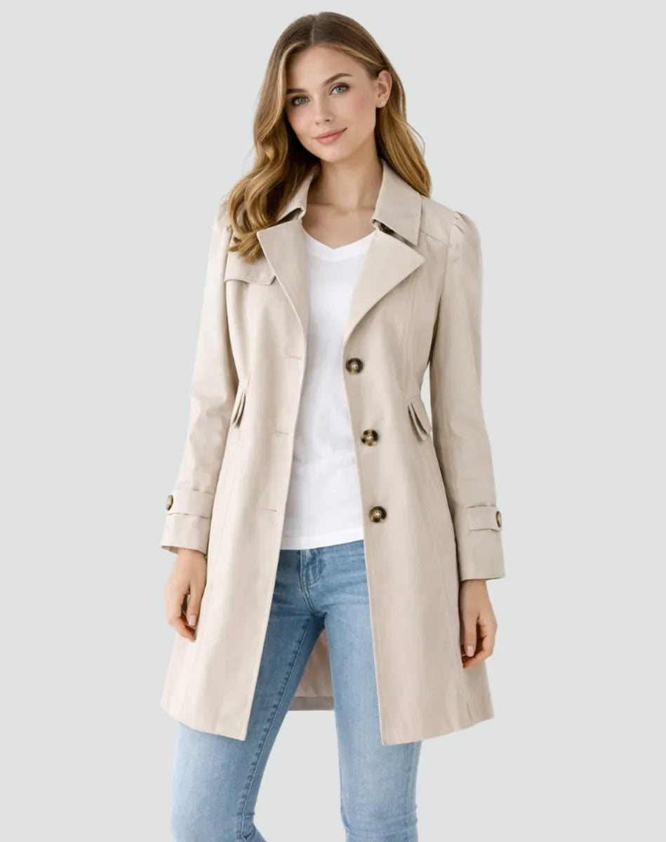 Women's Tailored Mid-Length Double-Breasted Trench Coat