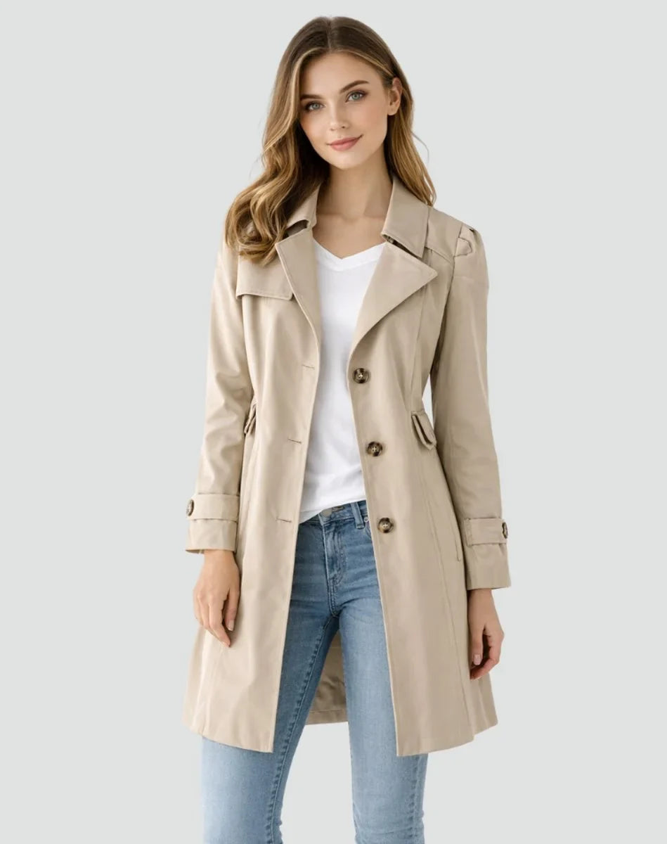 Women's Tailored Mid-Length Double-Breasted Trench Coat