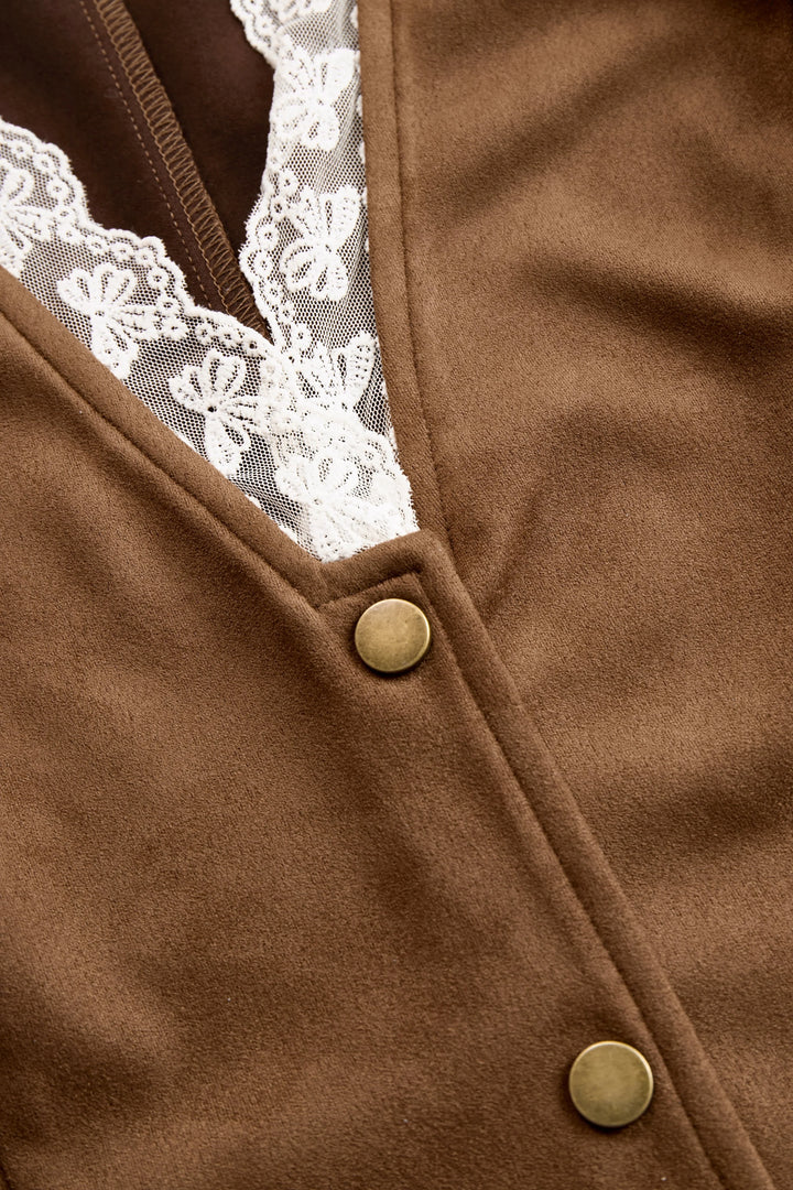 Women's western lace long sleeve blouse with high-neck collar and ruffled cuffs