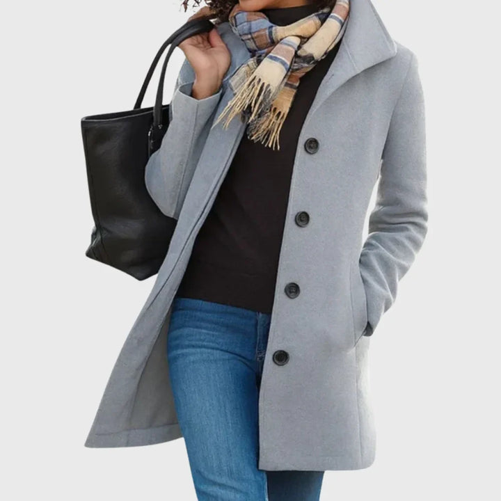 Women's wool-blend coat with button-front and classic collar